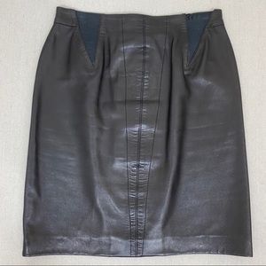 ALAIA Paris Vintage Black Leather Pencil Skirt Size 38